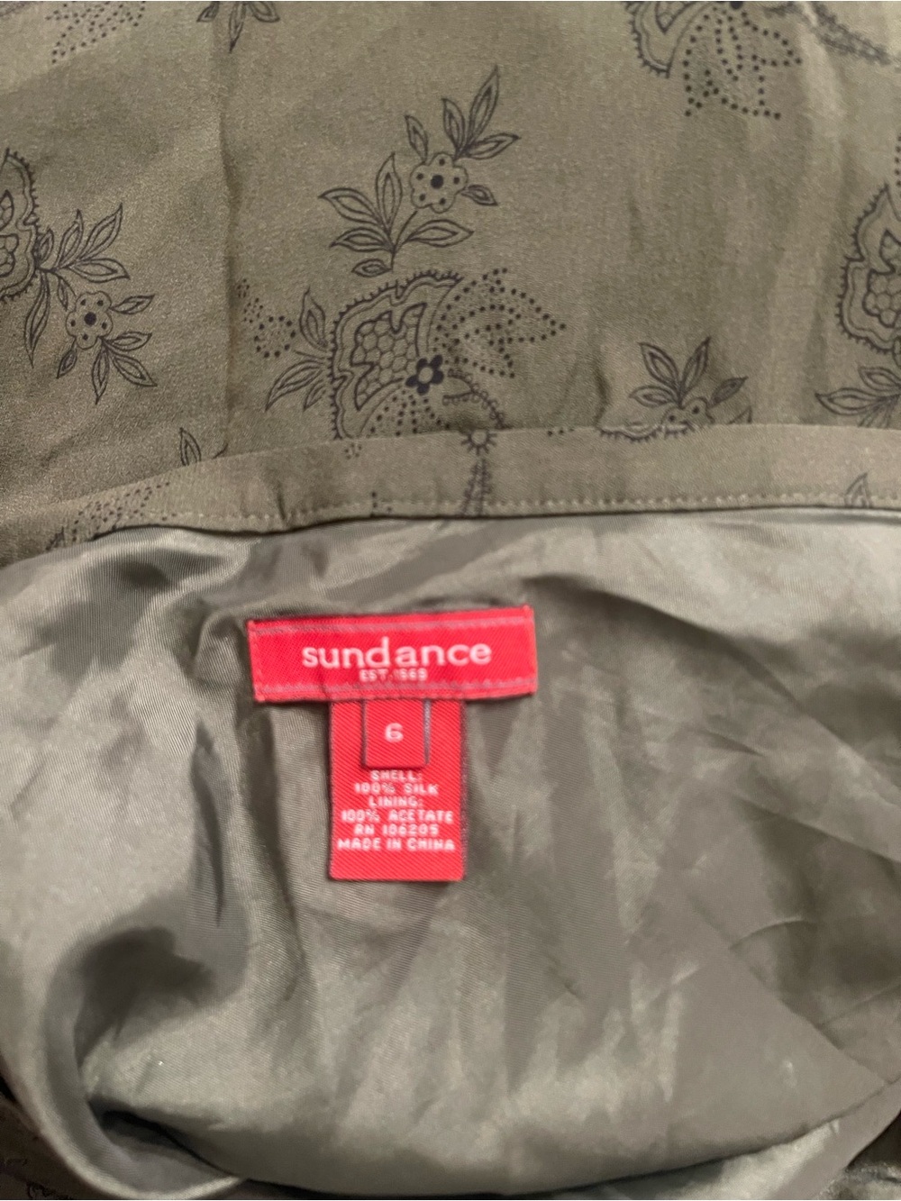 Sundance Olive Green Tiered Silk Maxi Skirt - Picture 3 of 3